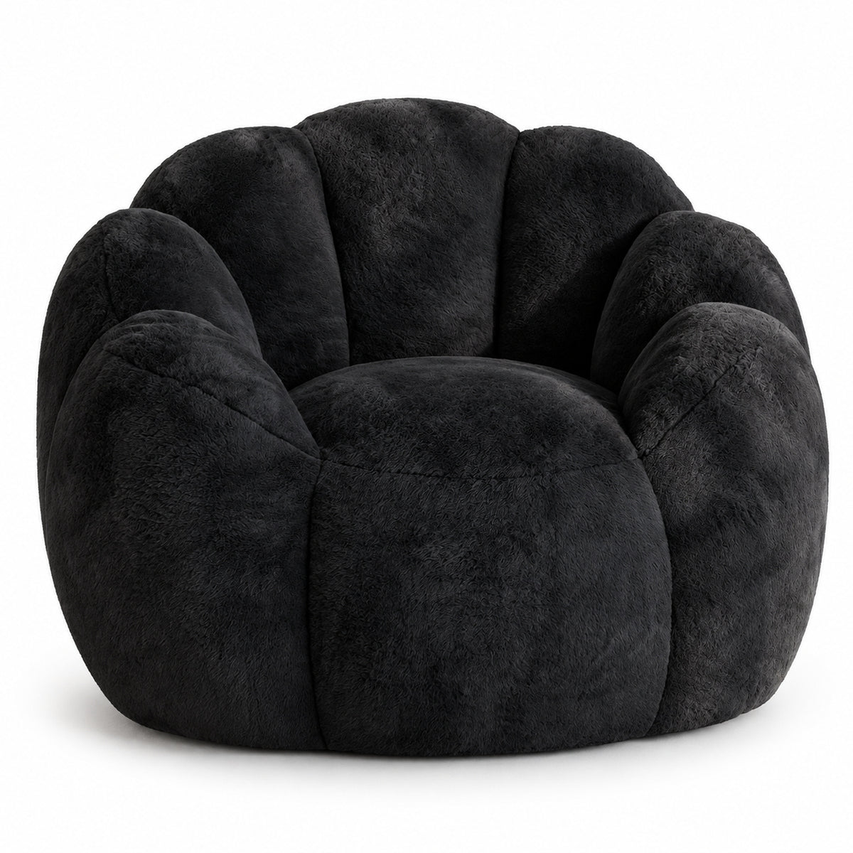 Petal Bean Bag Chair in Black Faux Fur