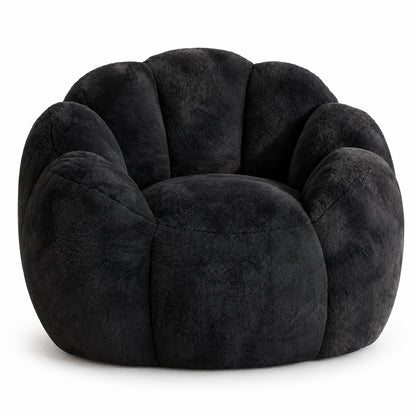 Petal Bean Bag Chair in Black Faux Fur