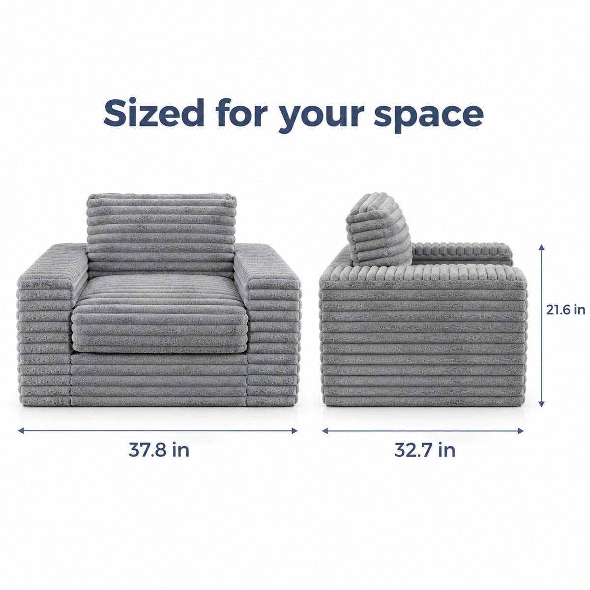 Bean Bag Armchair with Two Pillows in Grey