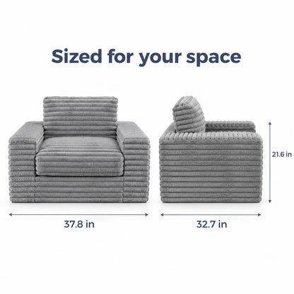 Bean Bag Armchair with Two Pillows in Grey