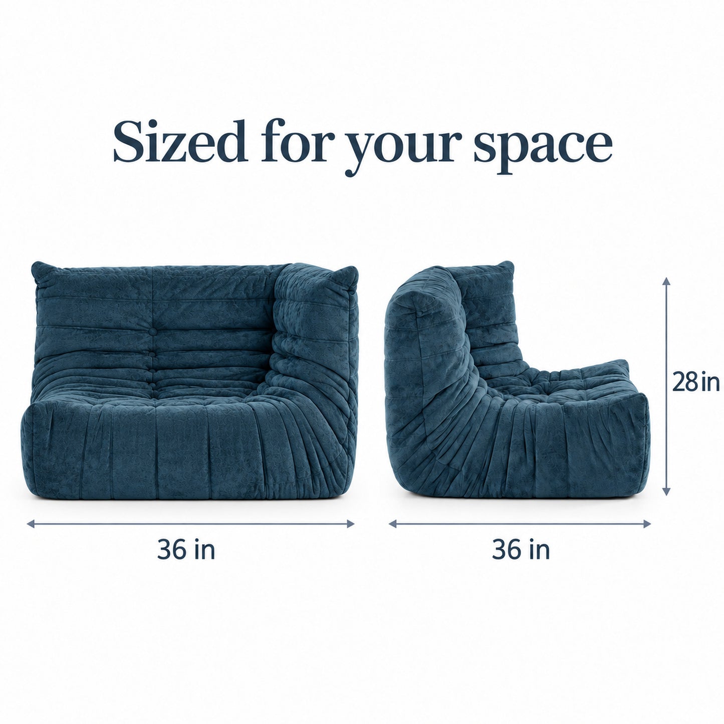 Corner Floor Chair in Navy Blue Velvet