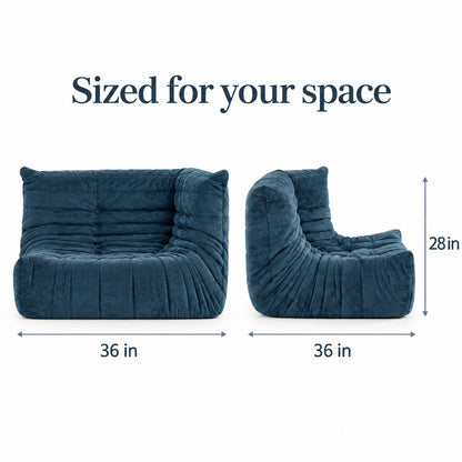 Corner Floor Chair in Navy Blue Velvet