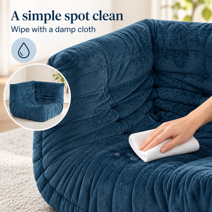 Corner Floor Chair in Navy Blue Velvet
