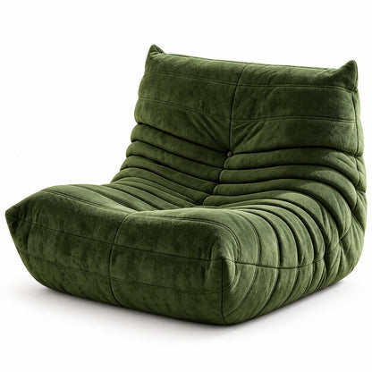 Armless Floor Chair in Green Teddy Velvet